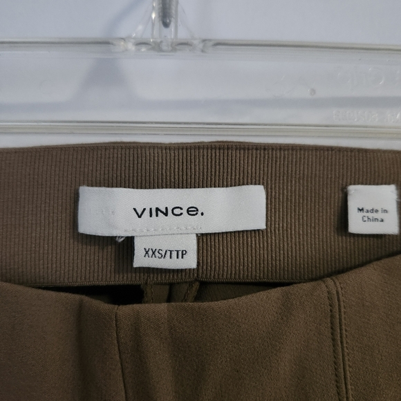 Vince Italian Cotton-Blend Stitch-Front Seam  Leggings Size XXS Oak Wood Hi Rise - Picture 4 of 12
